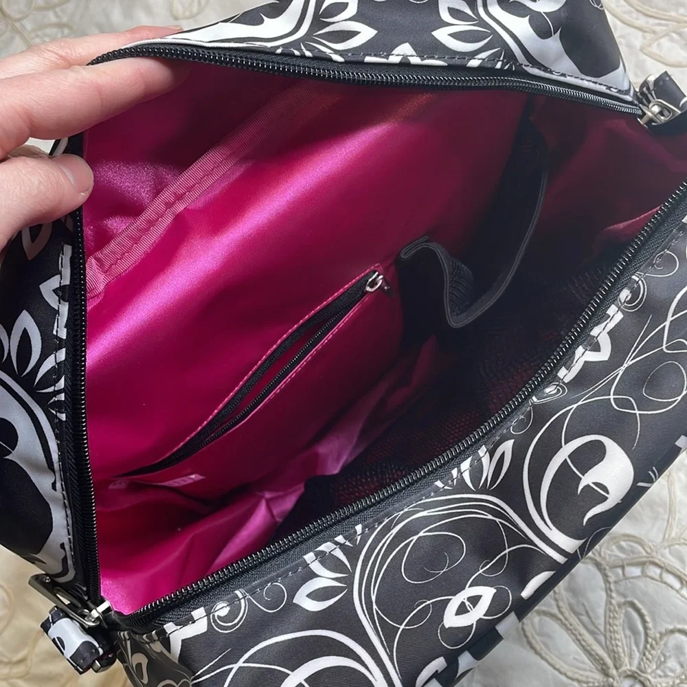 NWT Ju-Ju-Be B.F.F. Shadow Waltz PackaBe Teflon floral baby diaper smart bag